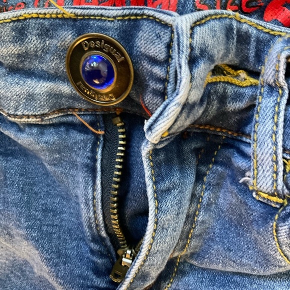 DESIGUAL Jeans. Say Something Nice Sz 26. Preloved. Stretch. Embroidery. - Picture 11 of 13